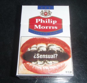 Uruguayan Philip Morris cigarette box. Public image via Physicians for a Smoke-Free Canada