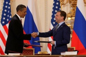 President Barack Obama and Russian President Dmitry Medvedev; image via Flickr