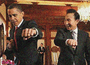 South Korean President Lee Myung-bak with President Obama.