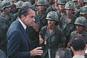 Richard Nixon visiting U.S. troops in Vietnam.