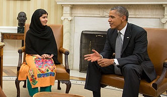 Malala Yousafzai with President Obama. Courtesy Wikimedia Commons