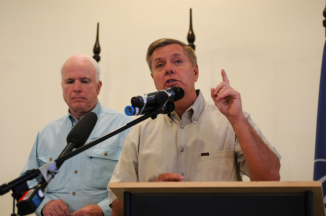 Republican lawmakers such as John McCain and Lindsey Graham seek further sanctions against Iran. (Photo: Jeffrey Richardson / U.S. Navy / Flick Commons)