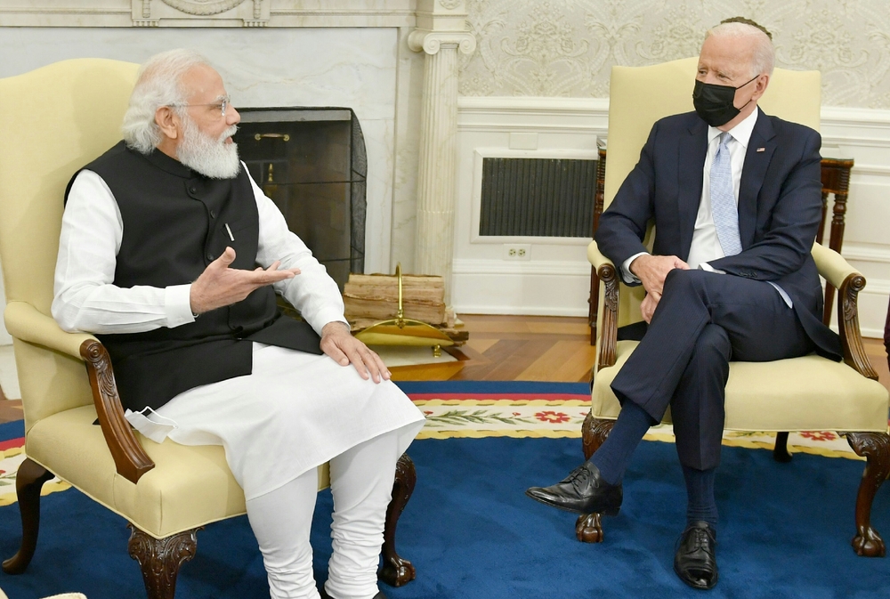 Indian Prime Minister Narendra Modi visits Joe Biden at the White House, September 2021 (Shutterstock).