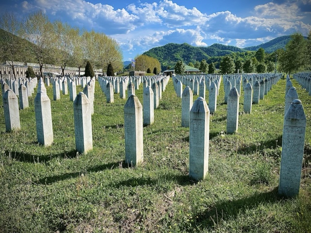 Graves at the Srebrenica genocide memorial (photo by Giorgio Cafiero)