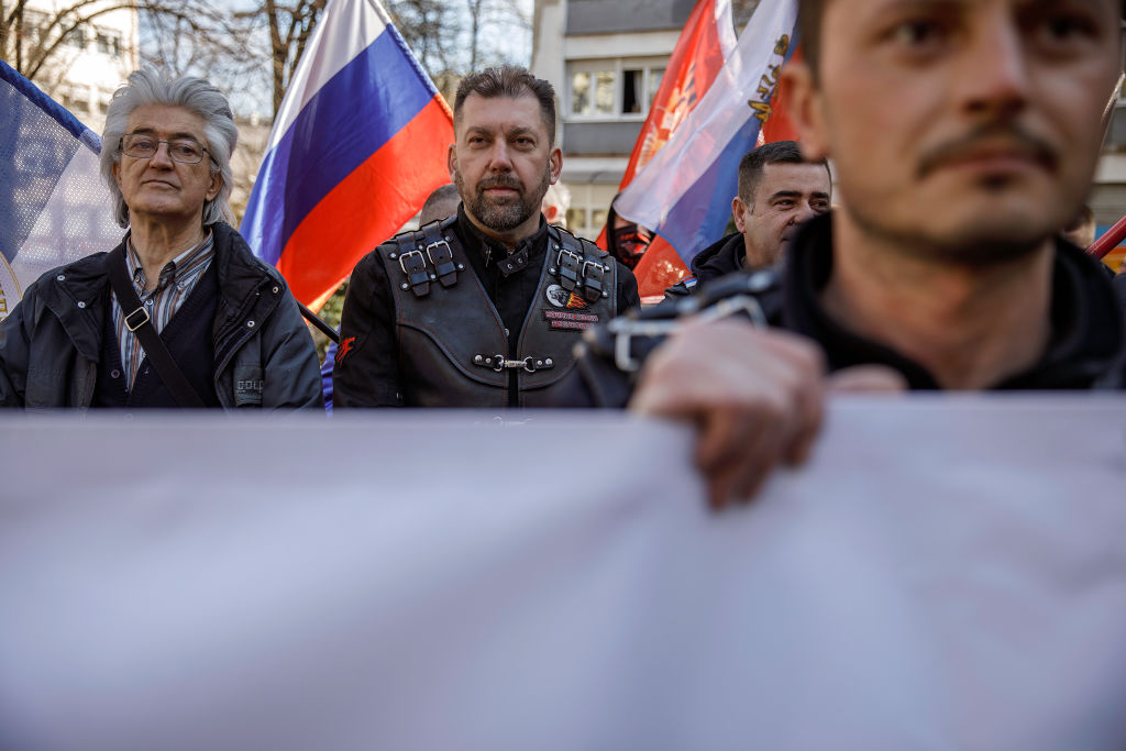 Serbian nationalists rally in support of Russia's invasion of Ukraine in Banja Luka, Bosnia and Herzegovina. (Photo by Damir Sagolj/Getty Images)