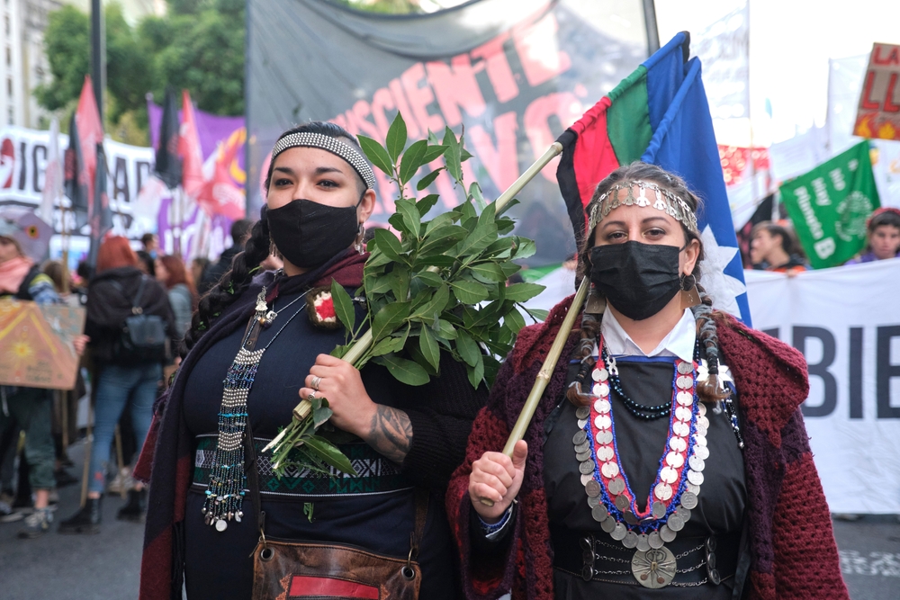 Mapuche demonstrators in Buenos Aires, Argentina (Shutterstock)