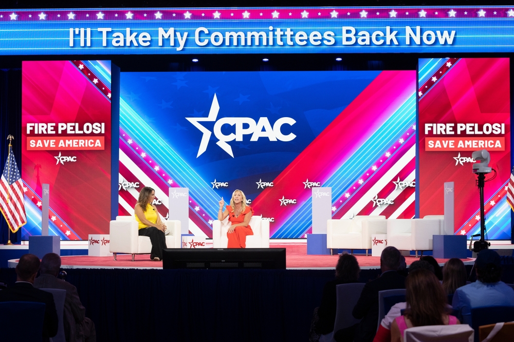 Far-right Rep. Marjorie Taylor Greene speaks at the Conservative Political Action Conference (CPCAC) in 2022.